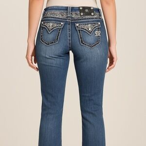 Miss Me JE5733EL Easy Boot Jeans Women's Size 27x33 inseam Embellished Mid Rise